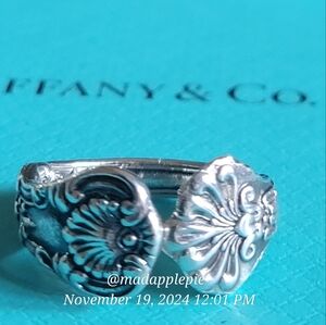 1880 Tiffany & Company English King Salt Spoon Ring in Sterling Silver Luxury 24